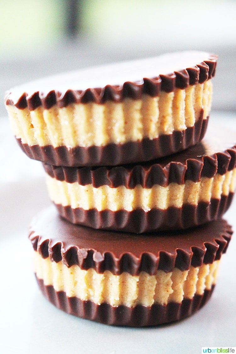 Healthy Peanut Butter Cups recipe on UrbanBlissLife.com