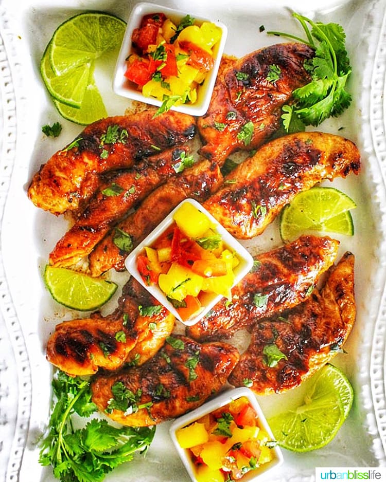 Grilled Pineapple Chicken on a platter