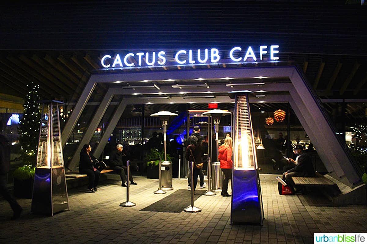 outside at Cactus Club Cafe Coal Harbour Vancouver BC.