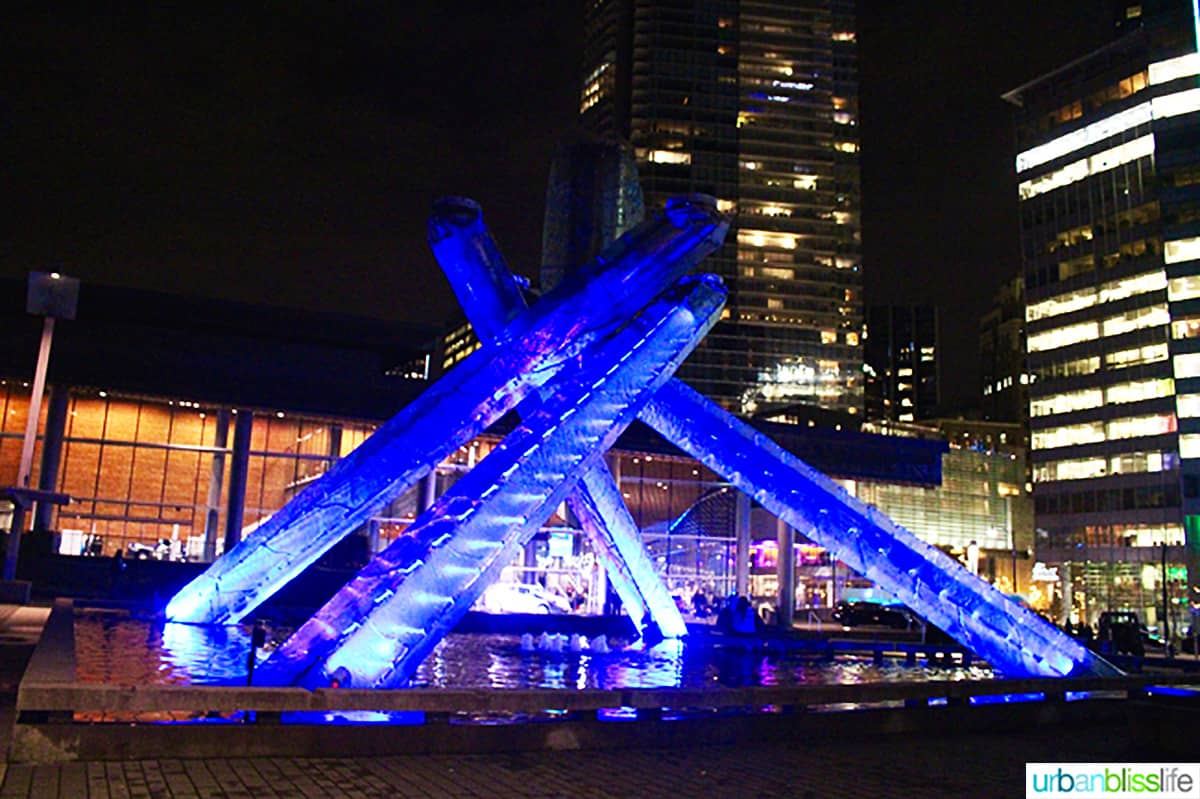 olympic cauldron torches at Cactus Club Cafe Coal Harbour Vancouver BC.