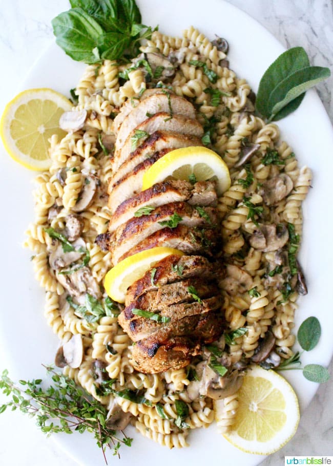 Pork Loin Pasta with Mushroom Herb Sauce