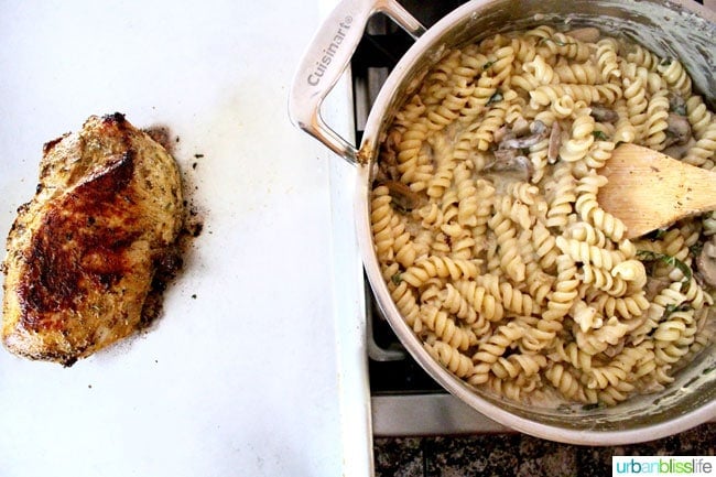 Pork Loin Pasta with Mushroom Herb Sauce