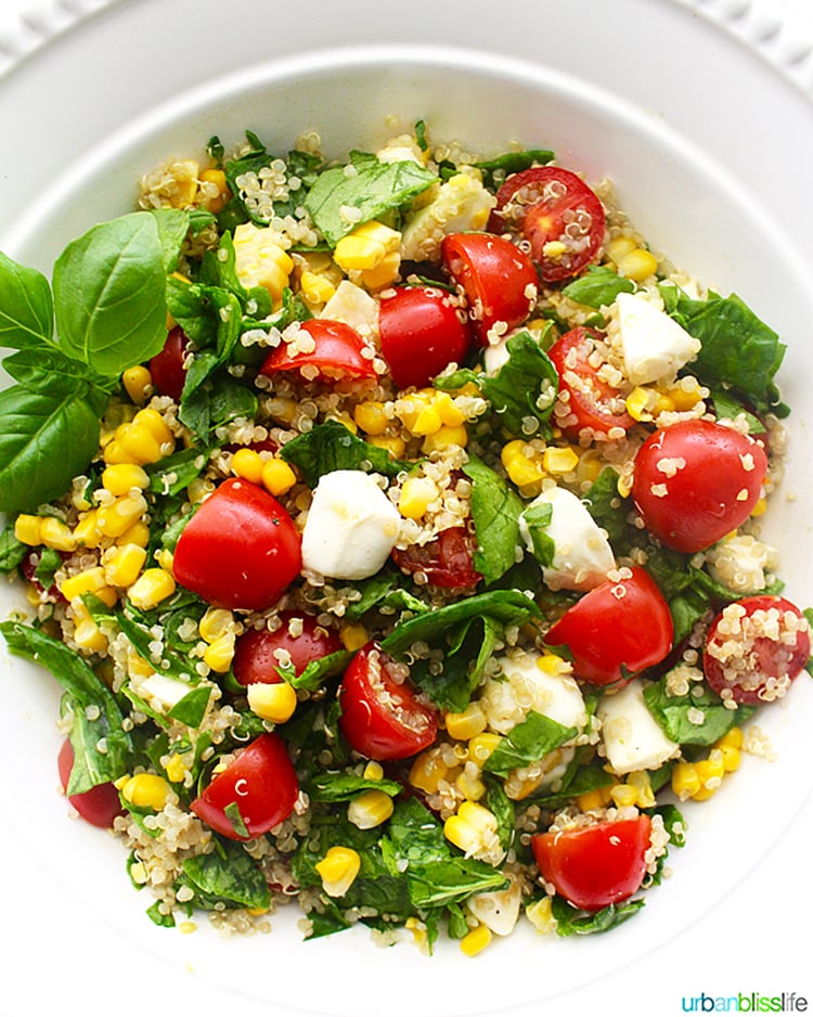 Summer Corn Quinoa Caprese Salad