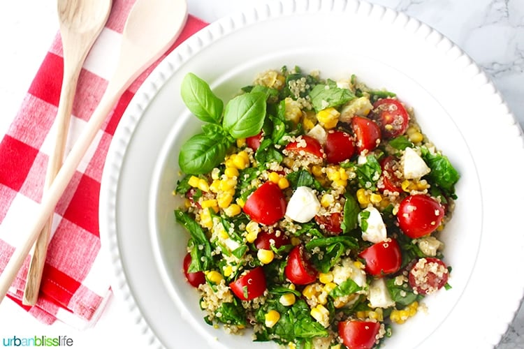 Summer Corn Quinoa Caprese Salad