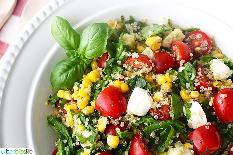 Summer Corn Quinoa Caprese Salad