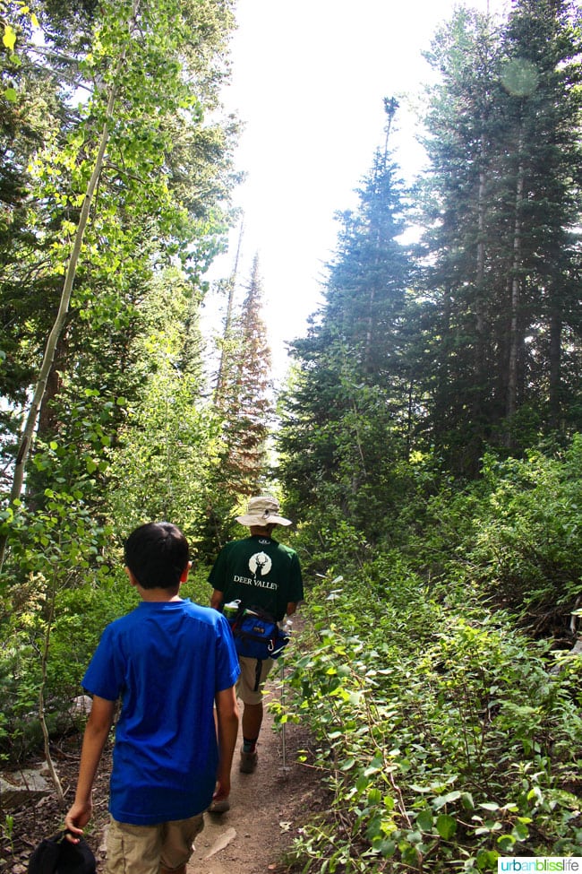 two people hiking the Silver Lake Trail near Park City, Utah