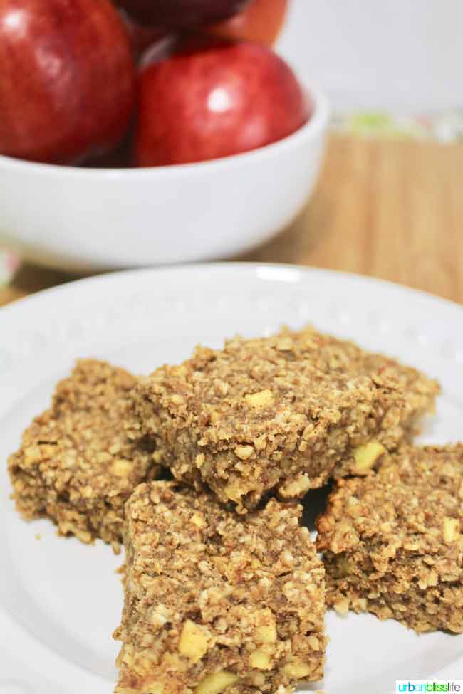 Chewy Apple Granola Bars recipe on http://UrbanBlissLife.com