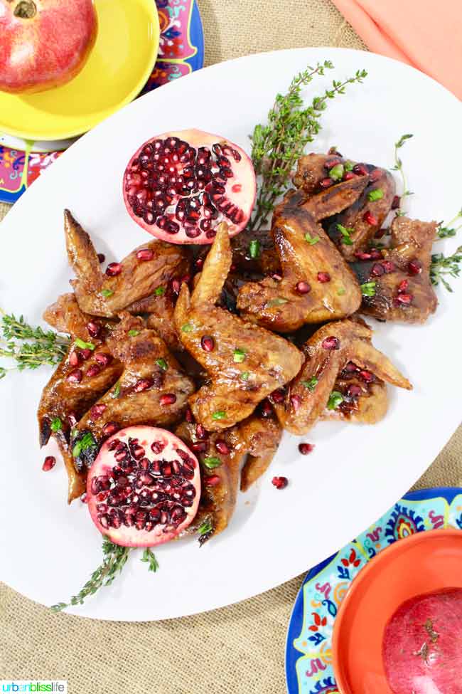 Cranberry Pomegranate Sticky Chicken Wings recipe on UrbanBlissLife.com