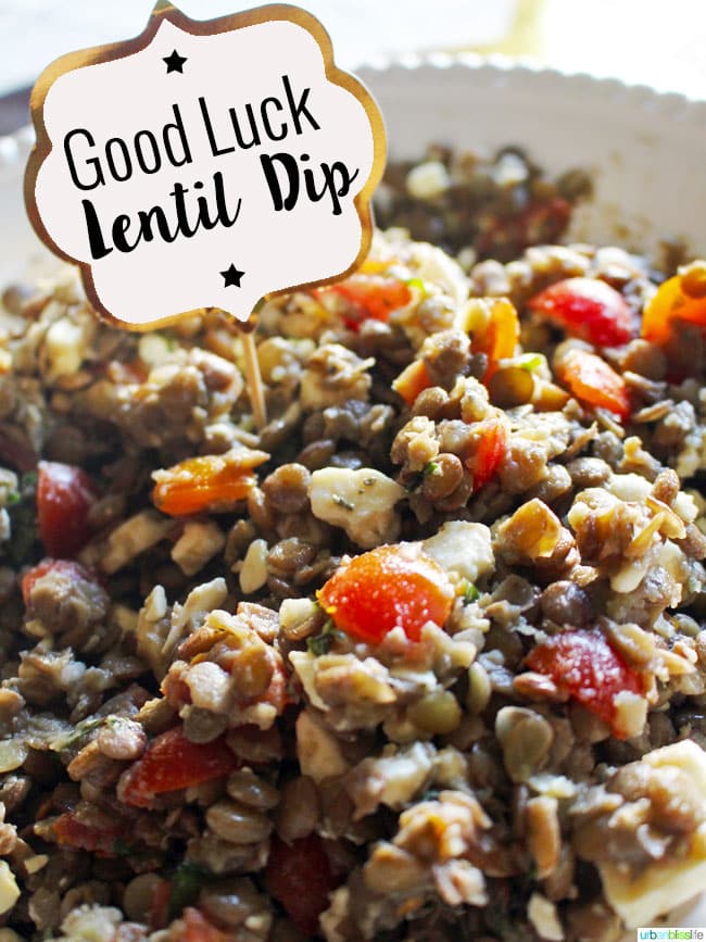 Good Luck Lentil Dip Recipe is hearty and delicious! Recipe on UrbanBlissLife.com