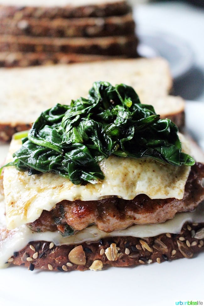 Healthier Sausage Egg Breakfast Sandwich recipe on UrbanBlissLife.com