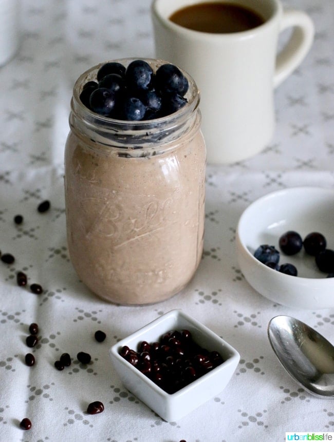 Chocolate Peanut Butter Overnight Oats recipe on UrbanBlissLife.com