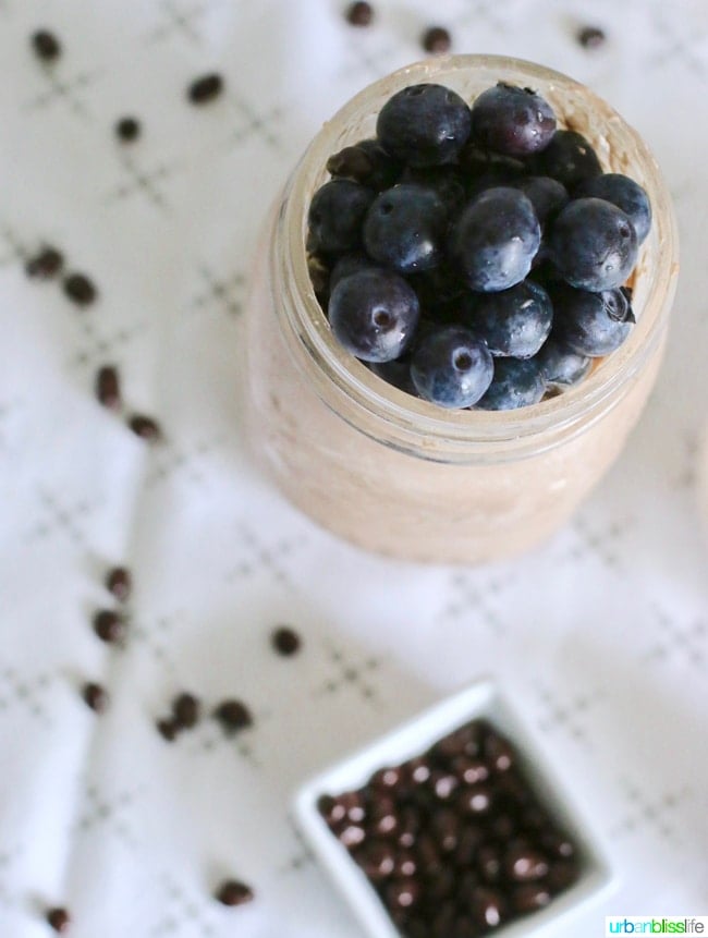 Chocolate Peanut Butter Overnight Oats recipe on UrbanBlissLife.com