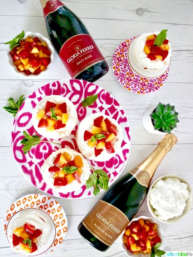 Gloria Ferrer brut rose with Mini Pavlova Cakes