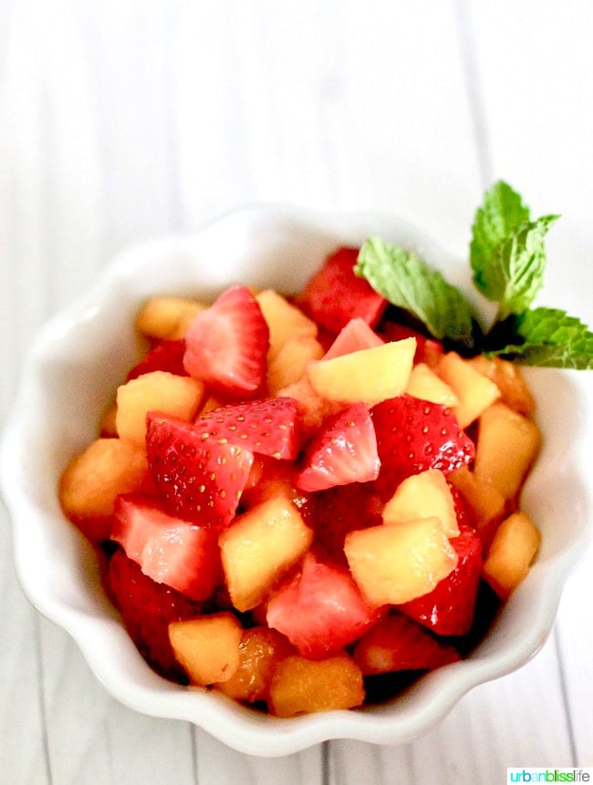 Strawberries and Peaches in bowl