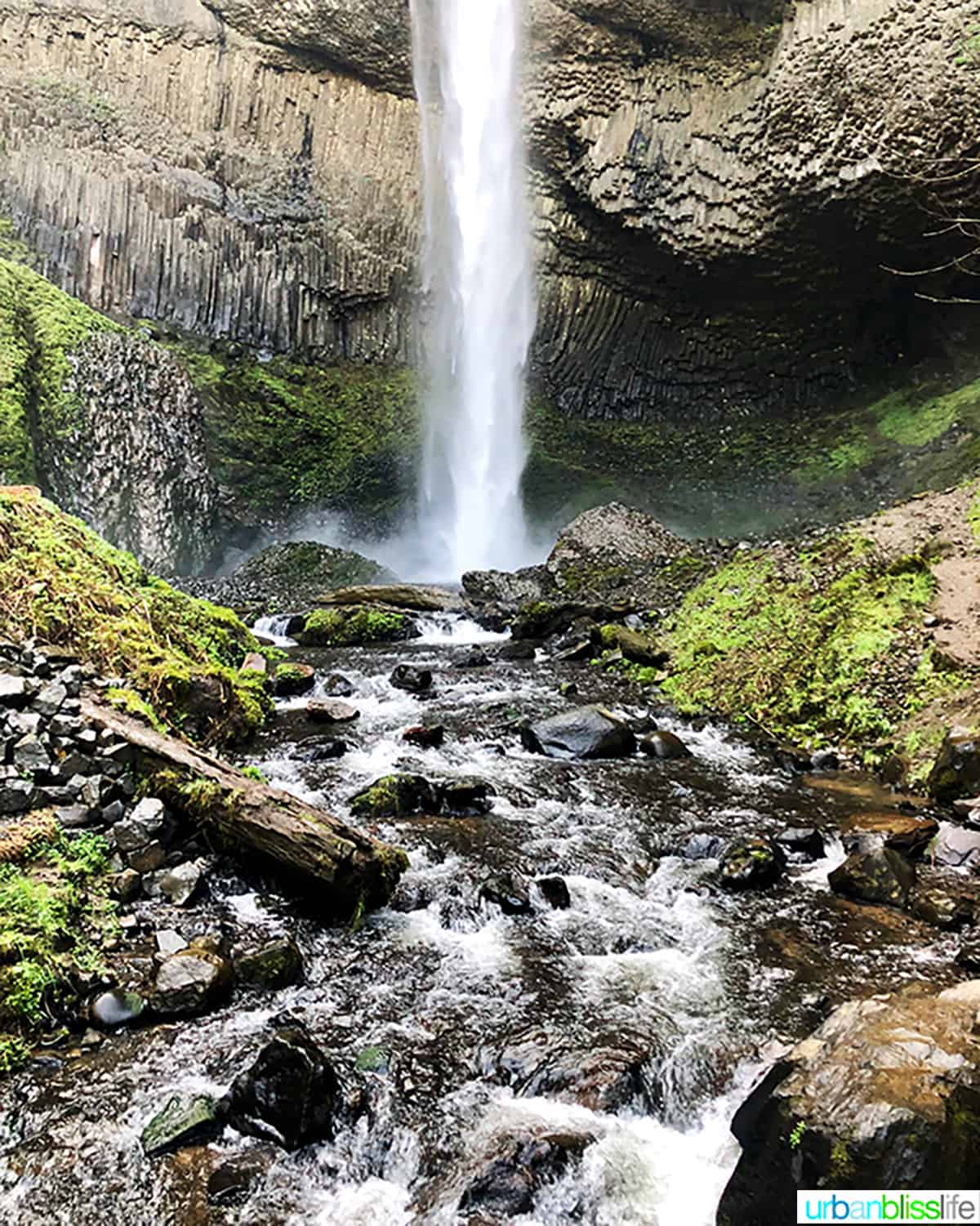 latourell falls - waterfall onto large stones, along the columbia river gorge near Portland, Oregon.