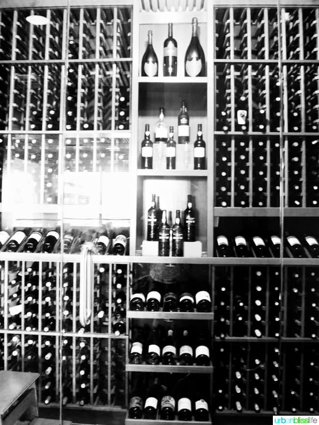 wine bottles in storage rack