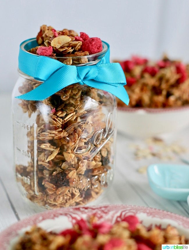 Homemade granola in mason jar