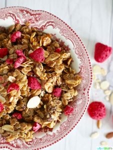 Brown Butter Almond Granola is easy to make and delicious! Recipe on UrbanBlissLife.com