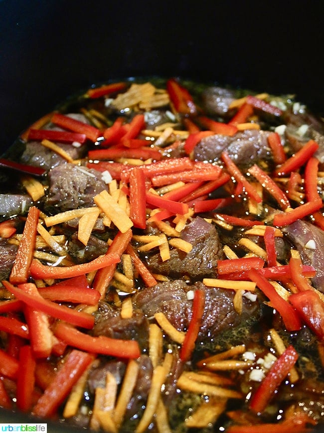 Slow Cooker Mongolian Beef with veggies