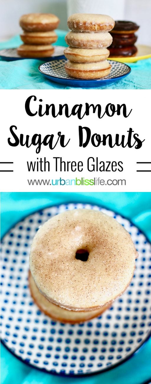 Baked Cinnamon Sugar Donuts with Three Glazes. Recipe on UrbanBlissLife.com