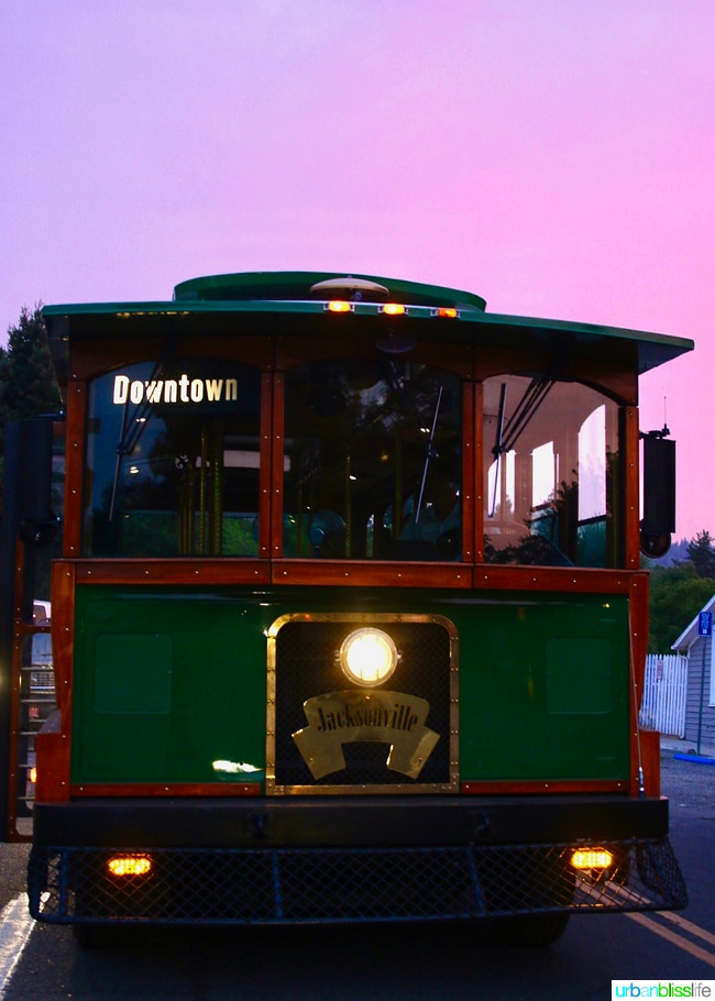 Jacksonville, Oregon trolley at sunset