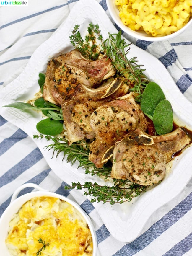 apple cider pork chops with sides