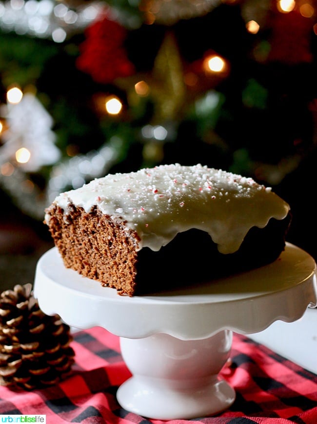 Gingerbread Loaf with Peppermint Cream Cheese Frosting, recipe on UrbanBlissLife.com