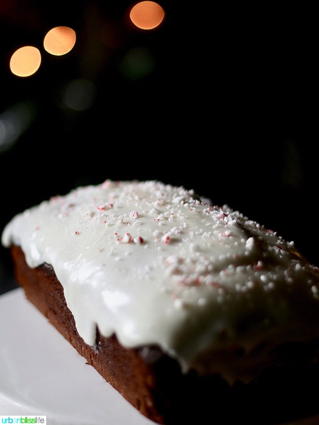 Gingerbread Loaf with Peppermint Cream Cheese Frosting