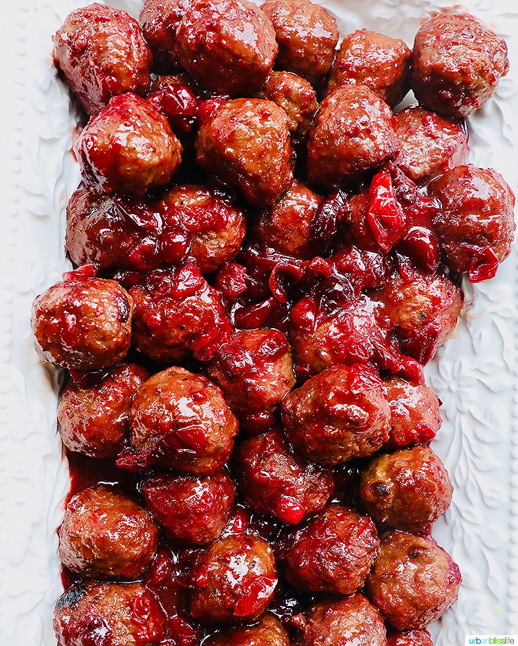Slow Cooker Cranberry Meatballs on platter