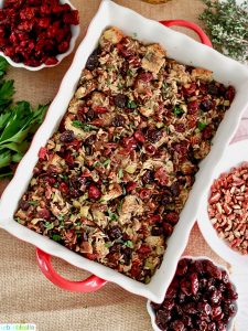 Wild Rice Dressing with Cranberries, Cherries, and Pecans. Recipe on UrbanBlissLife.com