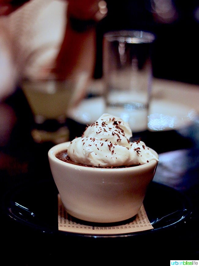 chocolate pot de creme at Cabezon restaurant in Portland, Oregon. Full restaurant details on UrbanBlissLife.com