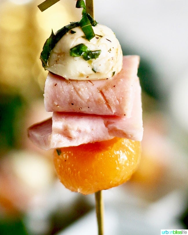 Ham, Melon, Mozarella Bites