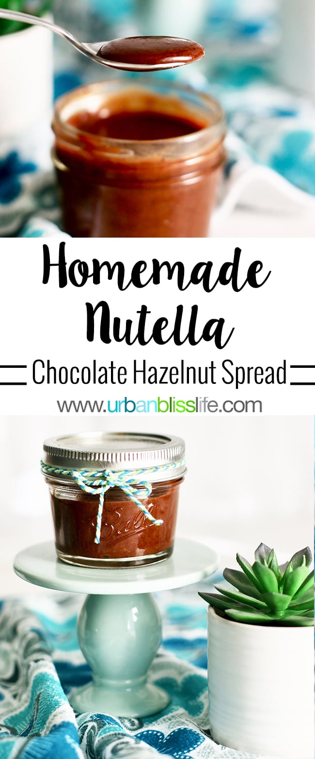 Homemade chocolate hazelnut spread recipe on UrbanBlissLife.com