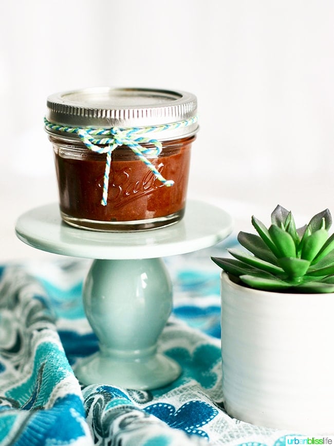 chocolate hazelnut spread in a gift jar