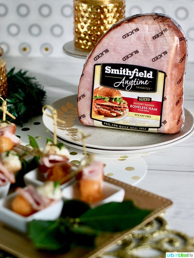 Smithfield Ham - Ham, Melon, Mozarella Bites party appetizer recipe on UrbanBlissLife.com