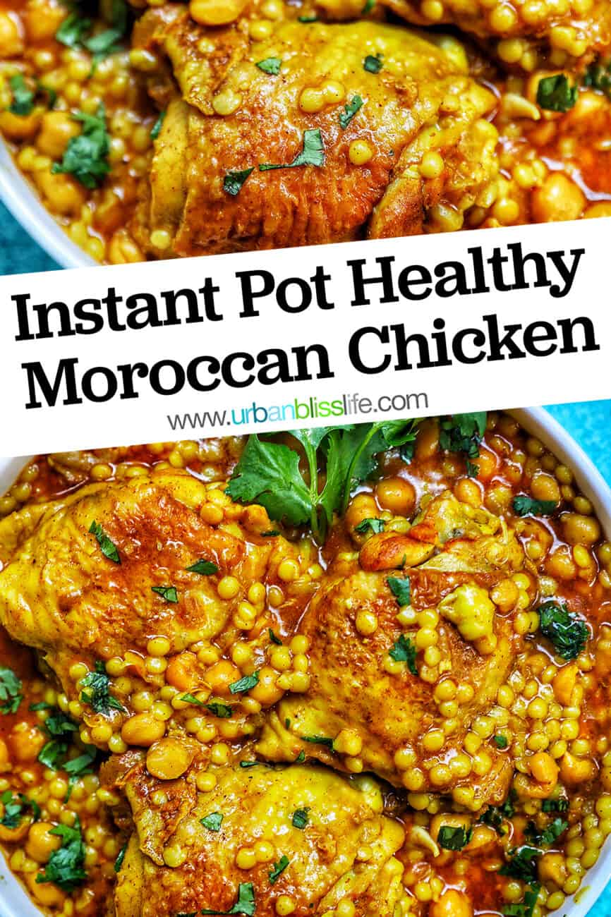 Instant Pot Moroccan Chicken with title text across the top