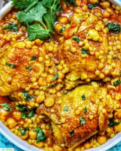 closeup of Instant Pot Moroccan Chicken in a bowl