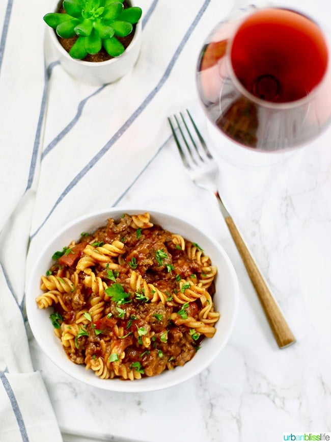 Instant Pot Sausage Peppers & Pasta with Oregon Pinot Noir