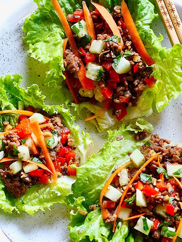 teriyaki mushroom low carb lettuce wraps.