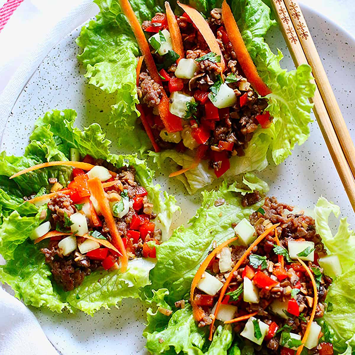 teriyaki mushroom low carb lettuce wraps.