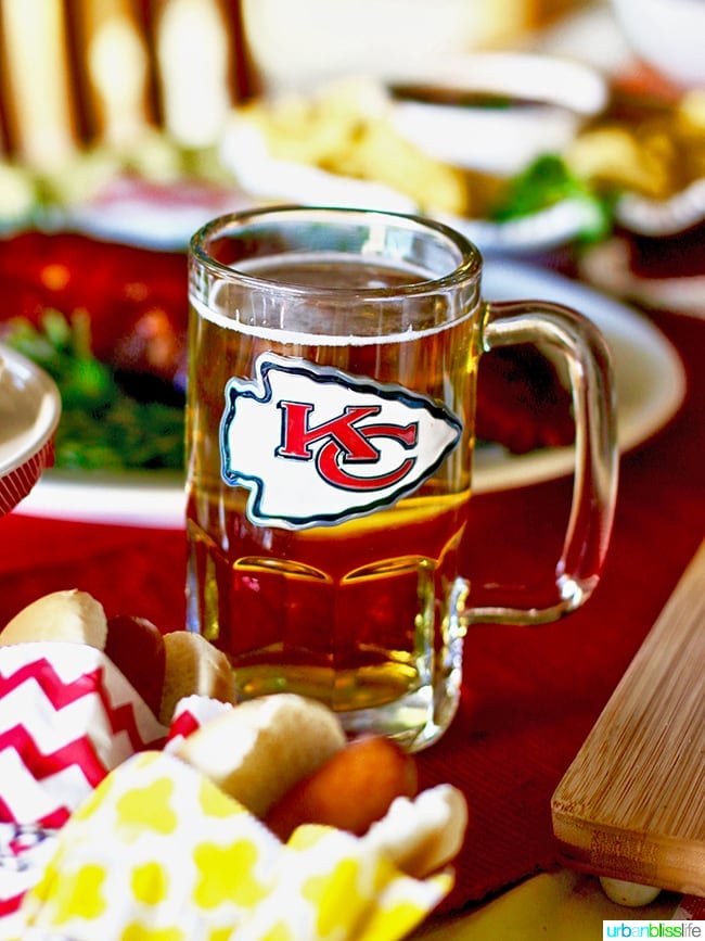 NFL KC Chiefs Beer Mug. Tips for Making Your Homegating Party a Touchdown! Ideas and Recipes on UrbanBlissLife.com