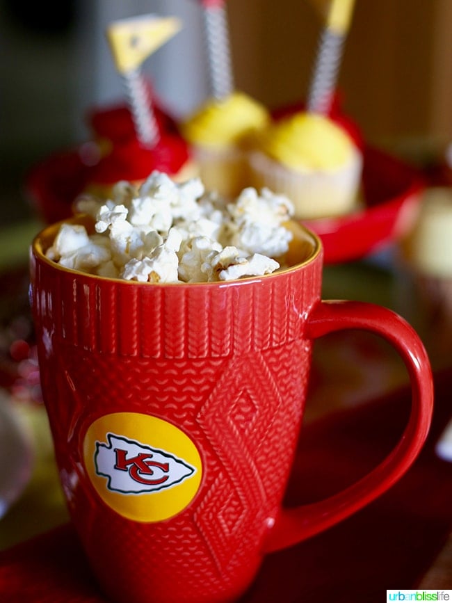 NFL KC Chiefs Mug with Popcorn - Game Day Food and Drink tips