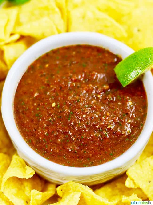 restaurant-style salsa close up