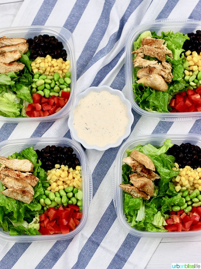 Dairy free chicken salad in meal prep containers