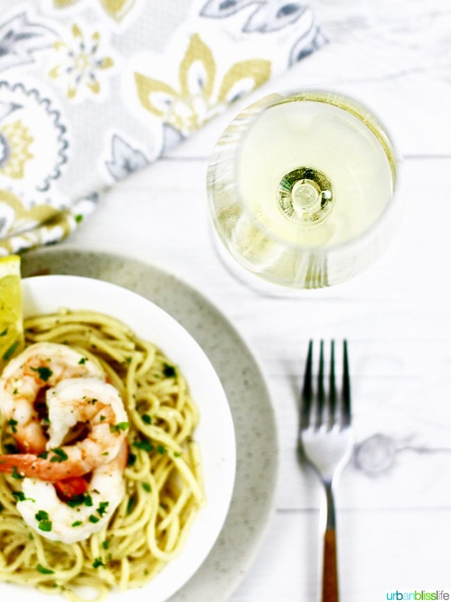 white wine with shrimp scampi