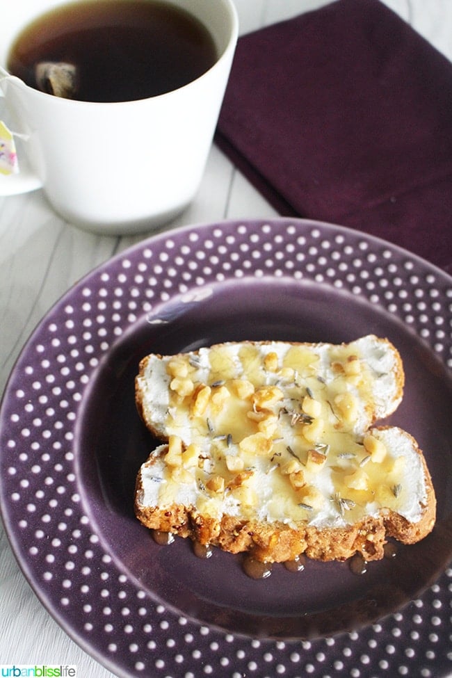 Goat Cheese Toast with Honey Walnut Lavender