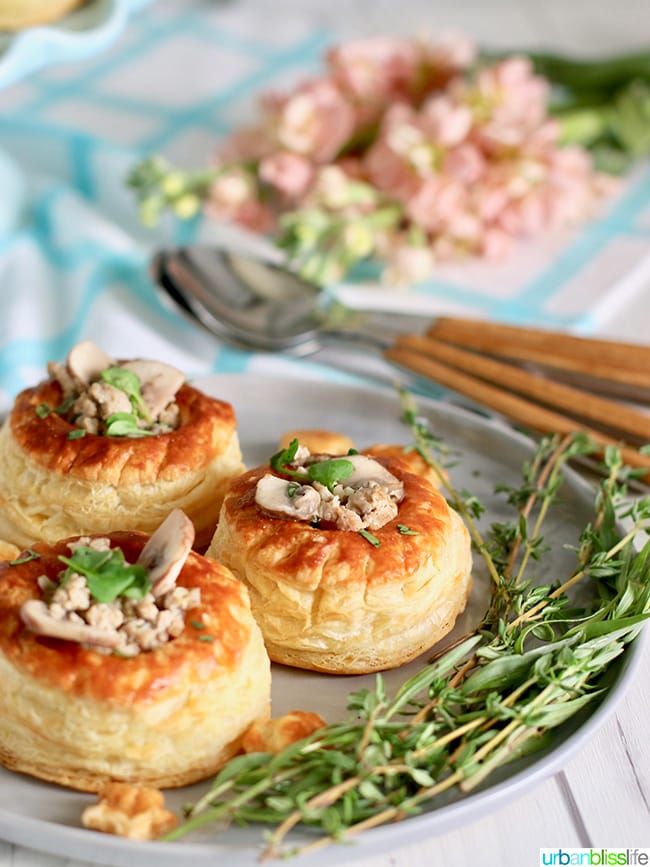 Mushroom vol-au-vents on plate