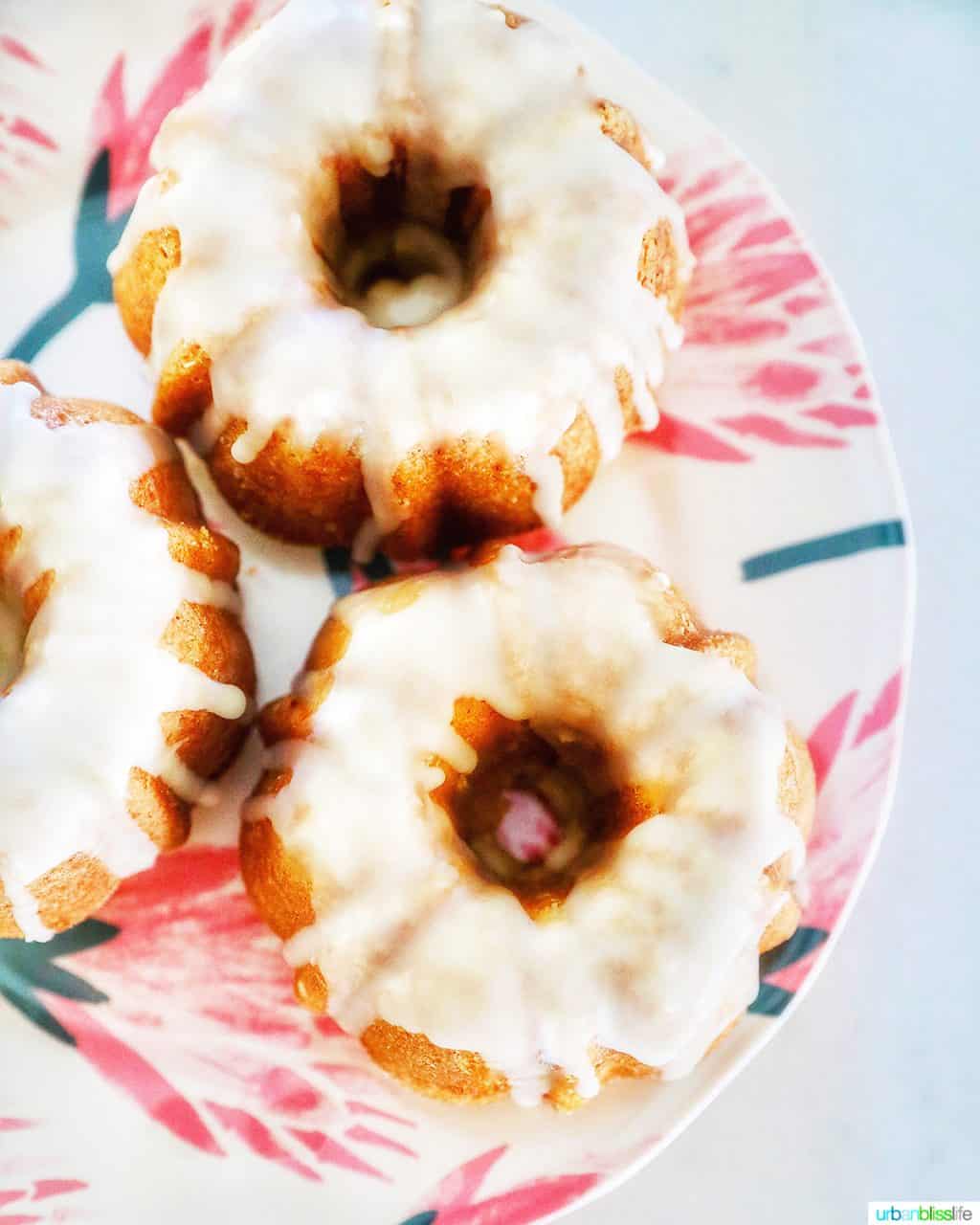 plate of three mini bundt cakes with citrus