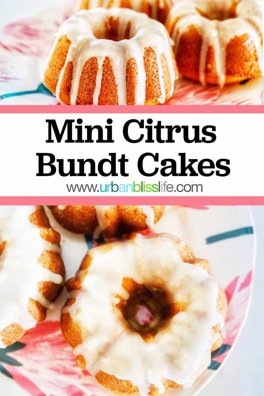 pinterest image for mini citrus bundt cakes