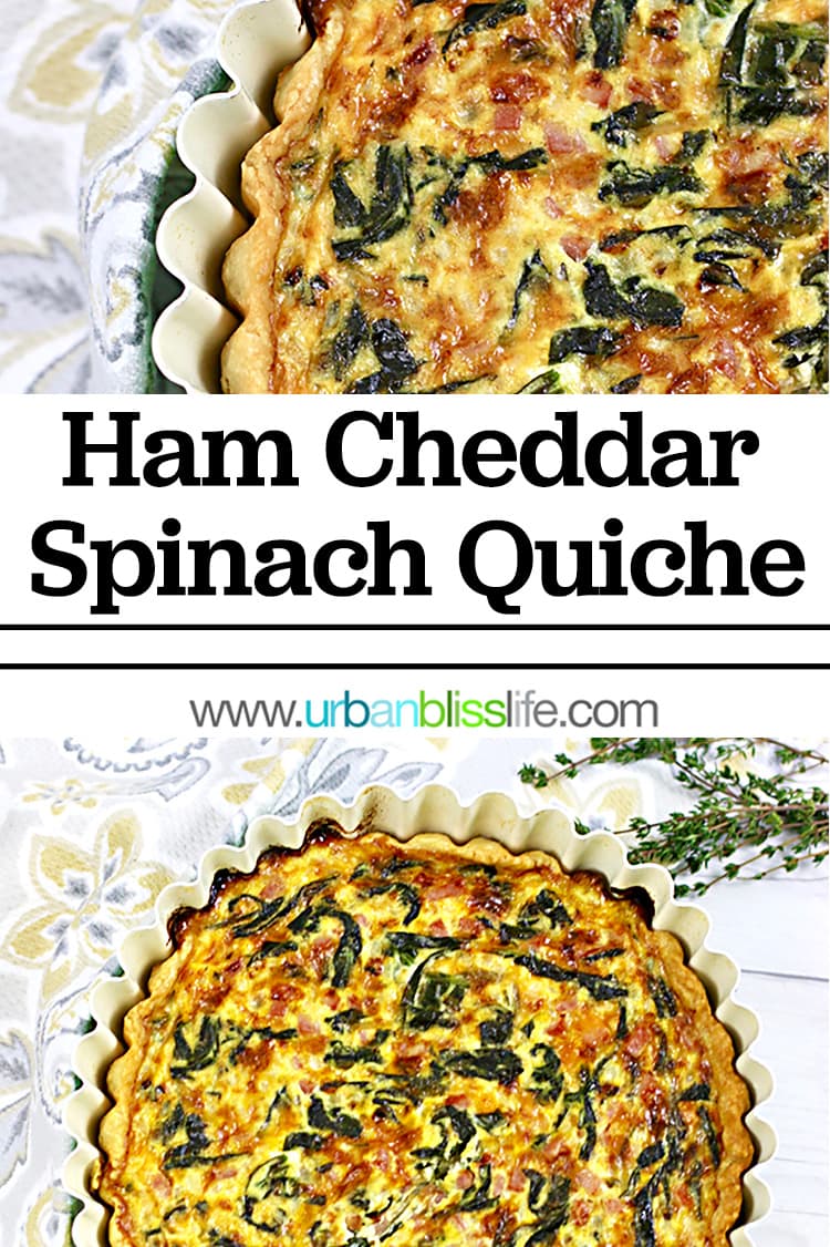 Ham Cheddar Spinach Quiche on urbanblisslife.com